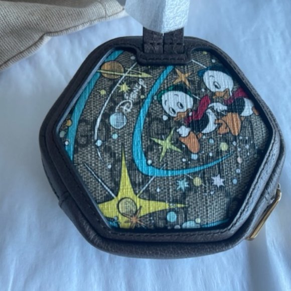 GUCCI GG Disney X Donald Duck Zip Around Marmont Brown Italy Authentic NEW - Picture 5 of 9